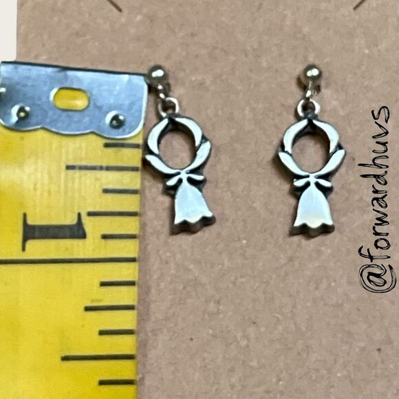Vintage Swedish Pewter Earrings – Stylized Folk Figures, Marked “Sweden” - Picture 4 of 6
